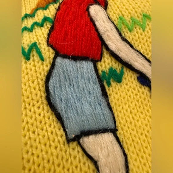 Andreno Argenti Vintage Yellow Embroidered Golf Cardigan M - Picture 6 of 13